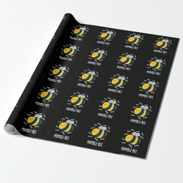 Mumble Bee Funny Insect Pun Dark BG Geschenkpapier (Ungerollt)