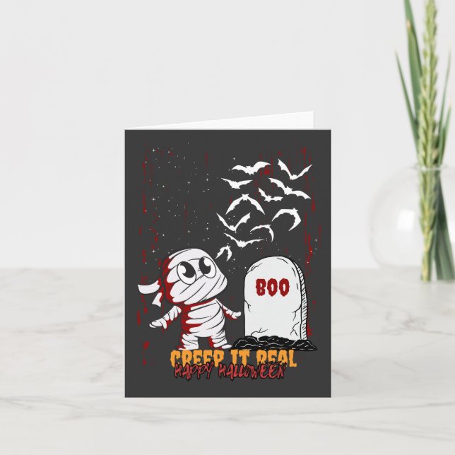 Mumie am Grab Boo Halloween (Vorderseite)