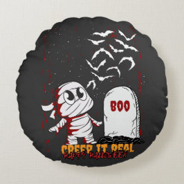 Mumie am Grab Boo Halloween Rundes Kissen
