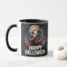 Mumie isst Süßigkeiten Frohes Halloween