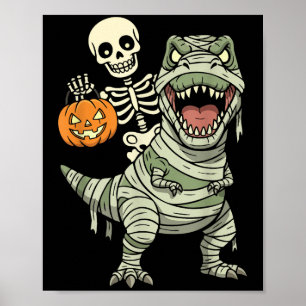 Mumien-Dinosaurier T-Rex-Skelett-Reiten Halloween- Poster