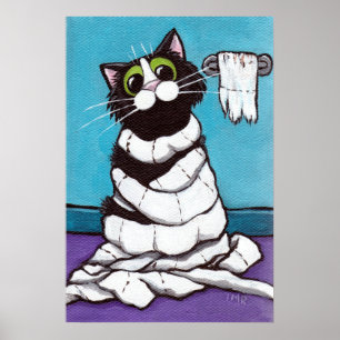 Mumified - Whimsical Cat Print Poster