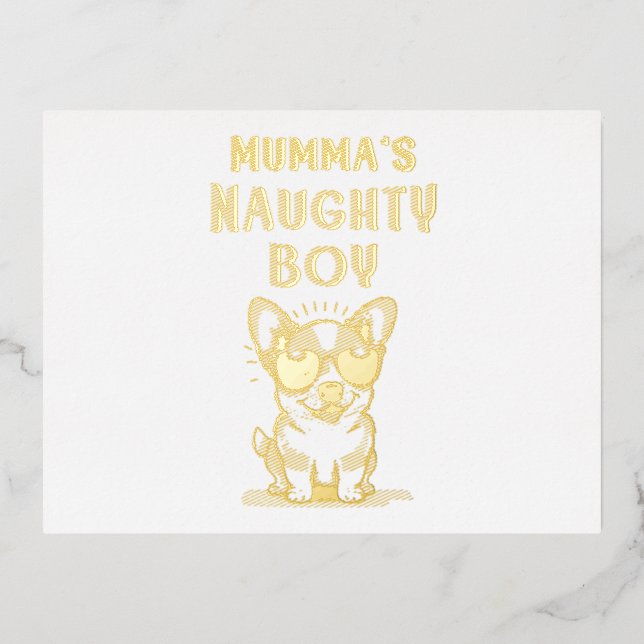 Mummas schmutzige Junge Hunde bester Geschenk am M Folie Einladungspostkarte (Vorderseite)