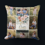 Mummergeschenk 8 Foto Rosa mädchenhafte Blüte Kissen<br><div class="desc">mum gift 8 Foto einfache moderne Schrift Typografie Kissen Geschenkpflaume lila mädchenhafte Design.</div>