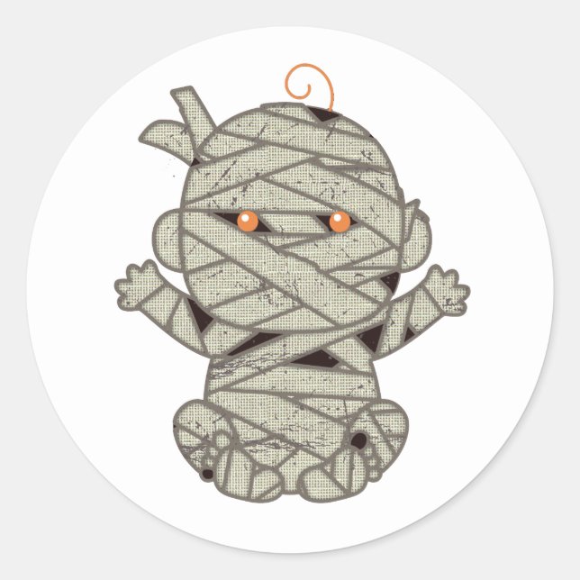 Mummy Baby Eyes Orange ID683 Runder Aufkleber (Vorderseite)