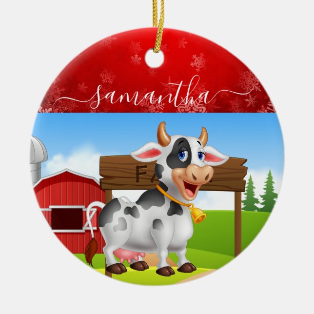 Mummy Cow Christmas  Ceramic Ornament (Vorne)