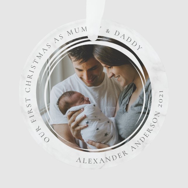 Mummy & Daddy First Christmas Foto Keepake Ornament (Vorderseite)