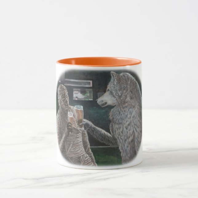 Mummy et Werewolf Boire Imaginaire Art Café Mug (Centre)