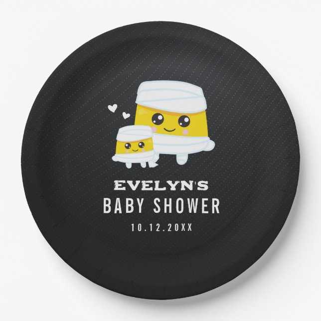 Mummy Halloween Baby Dusche Pappteller (Vorderseite)