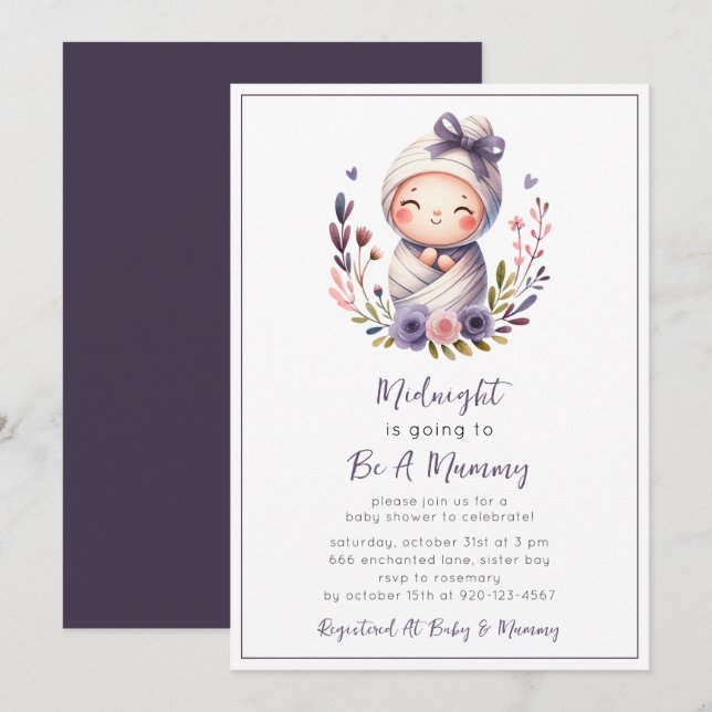 Mummy Halloween Baby Shower Einladung (Vorne/Hinten)