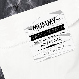Mummy Halloween-Kinderdusche Quadratischer Aufkleber