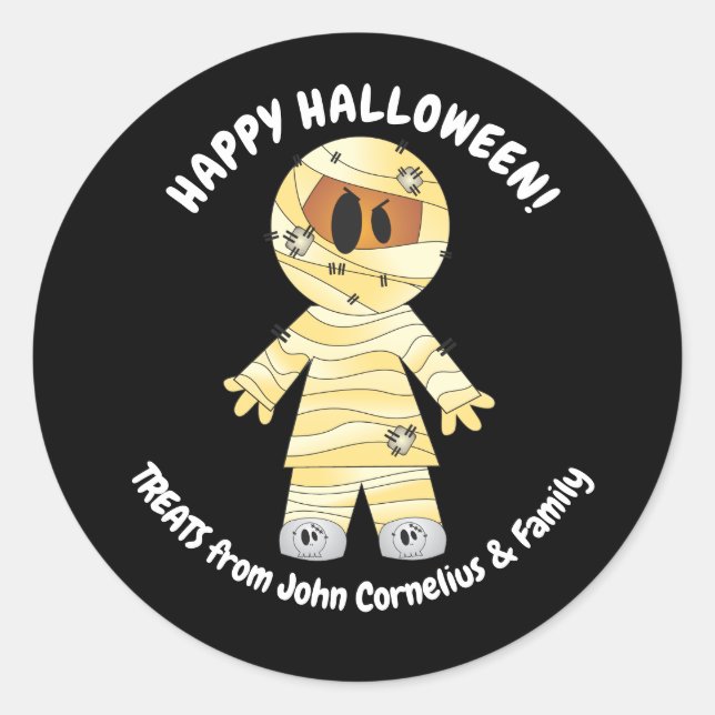 Mummy Halloween Niedlich Kawaii Runder Aufkleber (Vorderseite)