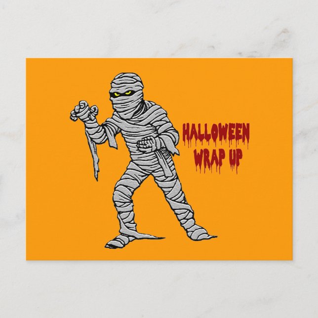 Mummy Halloween Wrap Up Postkarte (Vorderseite)