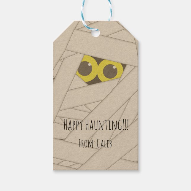 Mummy Kraft Paper Look Halloween Costume Party Geschenkanhänger (Vorderseite)