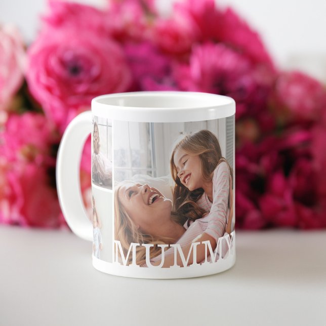 Mummy-Mehrfachfokus und benutzerdefinierte Monogra Kaffeetasse (Mummy Multiple Photo Collage & Custom Monogram Coffee Mug)