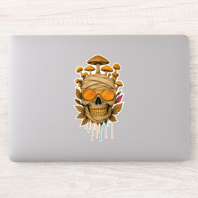Mummy Mushroom Skull Aufkleber (Computer)