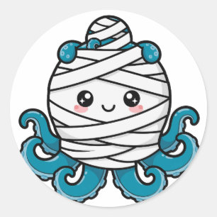 Mummy-Oktopus Halloween-Klassiker-Rundsticker Runder Aufkleber