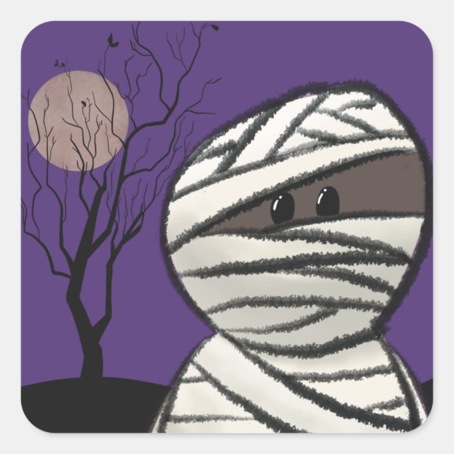 Mummy Quadratischer Aufkleber (Vorderseite)