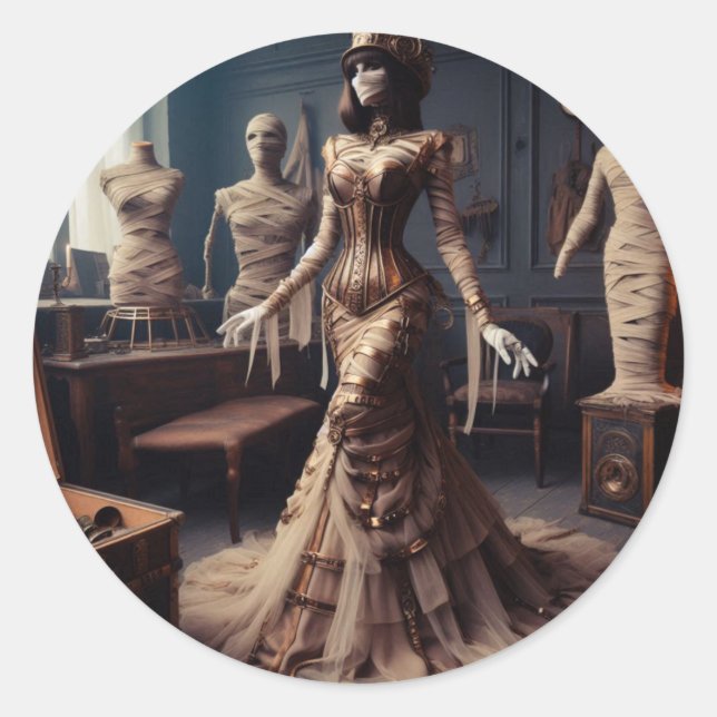 Mummy Queen Steampunk Viktorianisch Gothic Runder Aufkleber (Vorderseite)