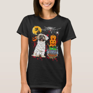 Mummy Shih Tzu Dog Halloween Hund Beängstigenden P T-Shirt