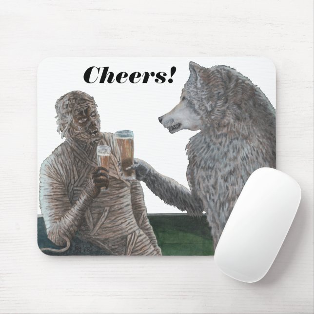 Mummy und Werewolf trinken Bier Cheers Mouse Pad Mousepad (Mit Mouse)