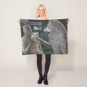 Mummy und Werewolf trinken Bier Fantasy Blanket Fleecedecke