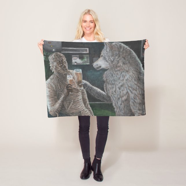 Mummy und Werewolf trinken Bier Fantasy Blanket Fleecedecke (Beispiel)