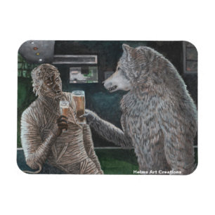 Mummy und Werewolf trinken Bier Flexible Magnet