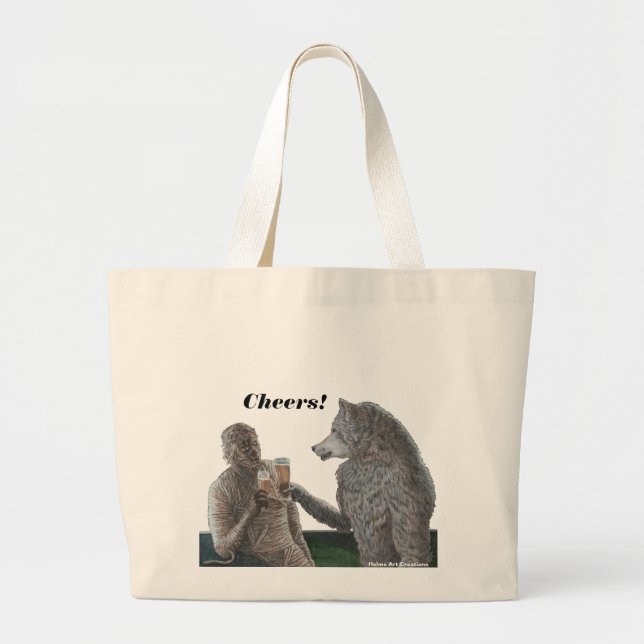 Mummy und Werewolf trinken Bier Tote Tasche (Vorne)