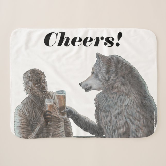 Mummy und Werewolf trinken Fantasie Sherpa Blanket Sherpadecke (Vorderseite (Horizontal))