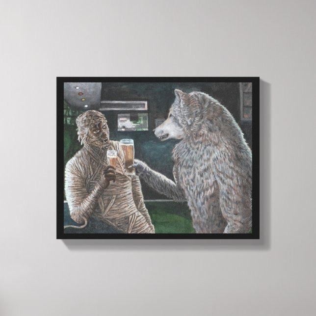 Mummy und Werewolf trinken Fantasiewelt Leinwand d (Vorderseite)