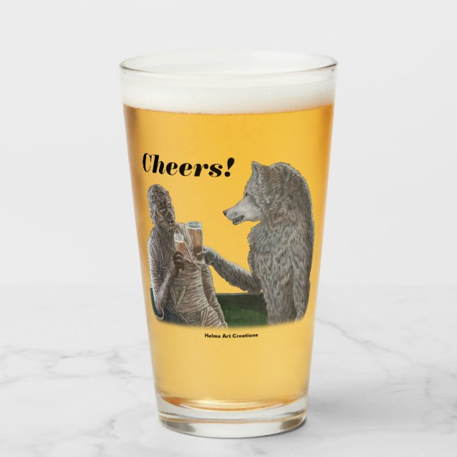 Mummy und Werewolf trinken Fantasy Art Glass Cup Glas (Vorne (Gefüllt))