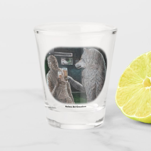 Mummy Werewolf trinkt Bierfantasy-Shotglas Schnapsglas (Vorderseite)