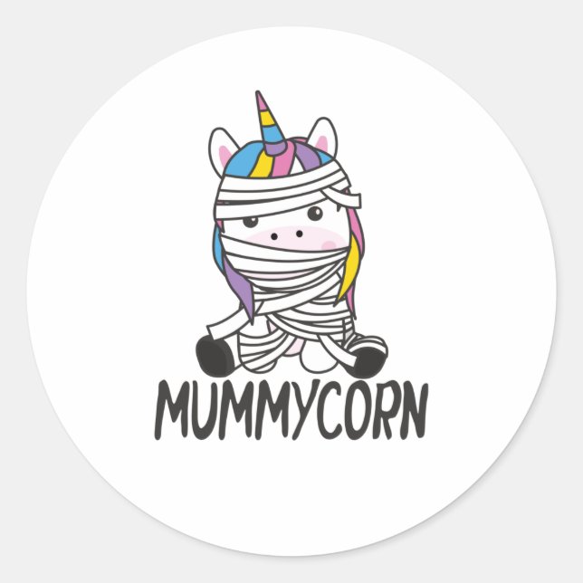 Mummycorn Unicorn Mummy Halloween Kostüm Runder Aufkleber (Vorderseite)