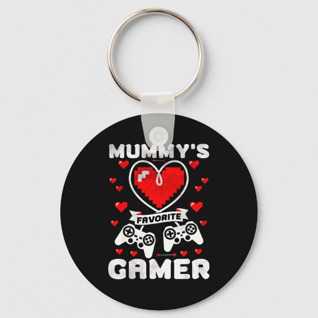 Mummy's Favorite Gamer Funny Boys Kids Valentine's Schlüsselanhänger (Vorderseite)