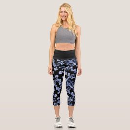 Mums Flower Overlay Lace 3  Capri Leggings