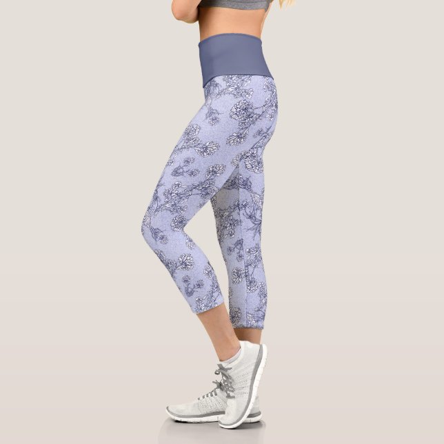 Mums Flower Overlay Spitze Capri Leggings (Links)