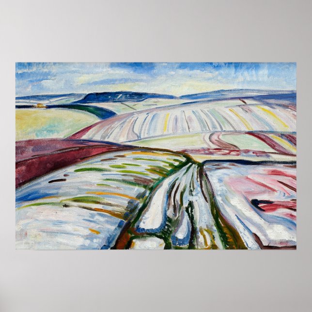 Munch Expressionistischer Winter Feld Schnee Kunst Poster (Vorne)