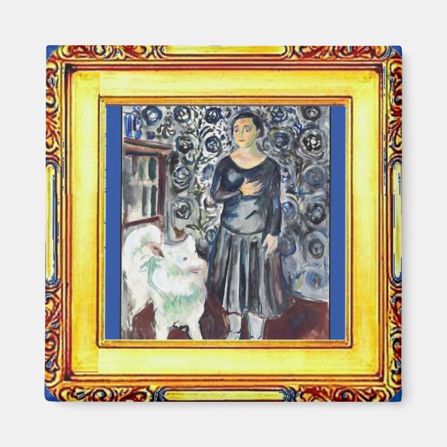 Munch, Woman and a White Dog Magnet (Vorne)
