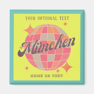 München Bayern Deutschland Retro Neon Gelb  Magnet