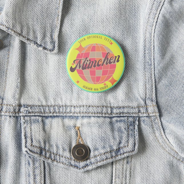 München Bayern Deutschland Retro Neongelb Button (Von Creator hochgeladen)