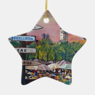 München-Bayern Viktualienmarkt mit Wegweisern Keramikornament