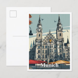 München Deutschland Art Vintage Travel Postkarte