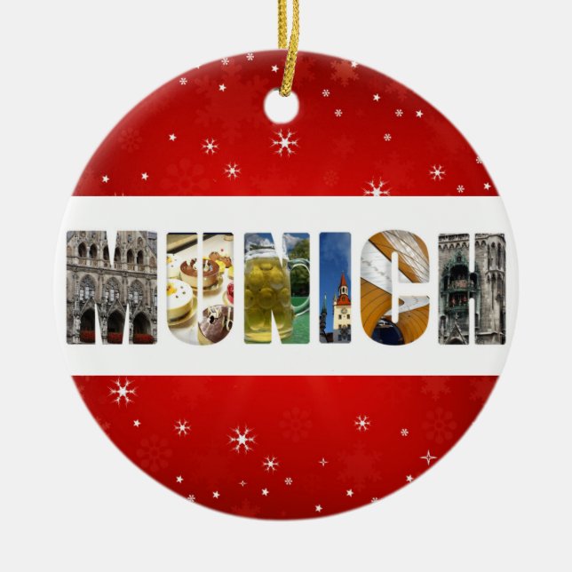 München Deutschland City Travel Fotos Weihnachten Keramik Ornament (Vorne)
