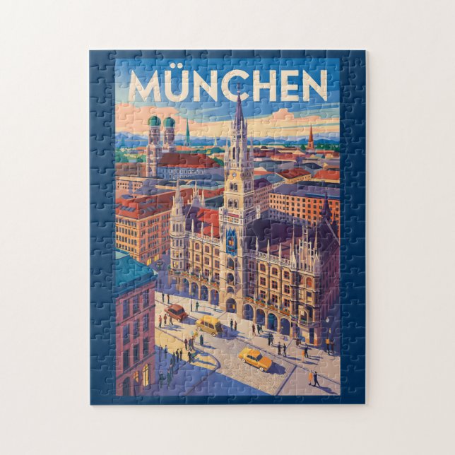 München Deutschland Illustration Reise Kunst Vinta (Vertikal)