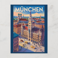 München Deutschland Illustration Reise Kunst Vinta