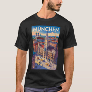 München Deutschland Illustration Reise Kunst Vinta T-Shirt