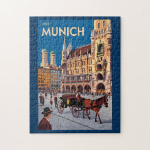 München Deutschland Marienplatz Reise Kunst Vintag