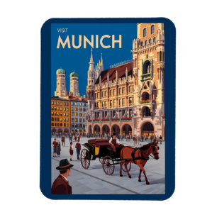 München Deutschland Marienplatz Reise Kunst Vintag Magnet