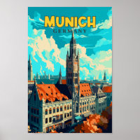 München Deutschland Reisen Kunst Vintage Illustrat